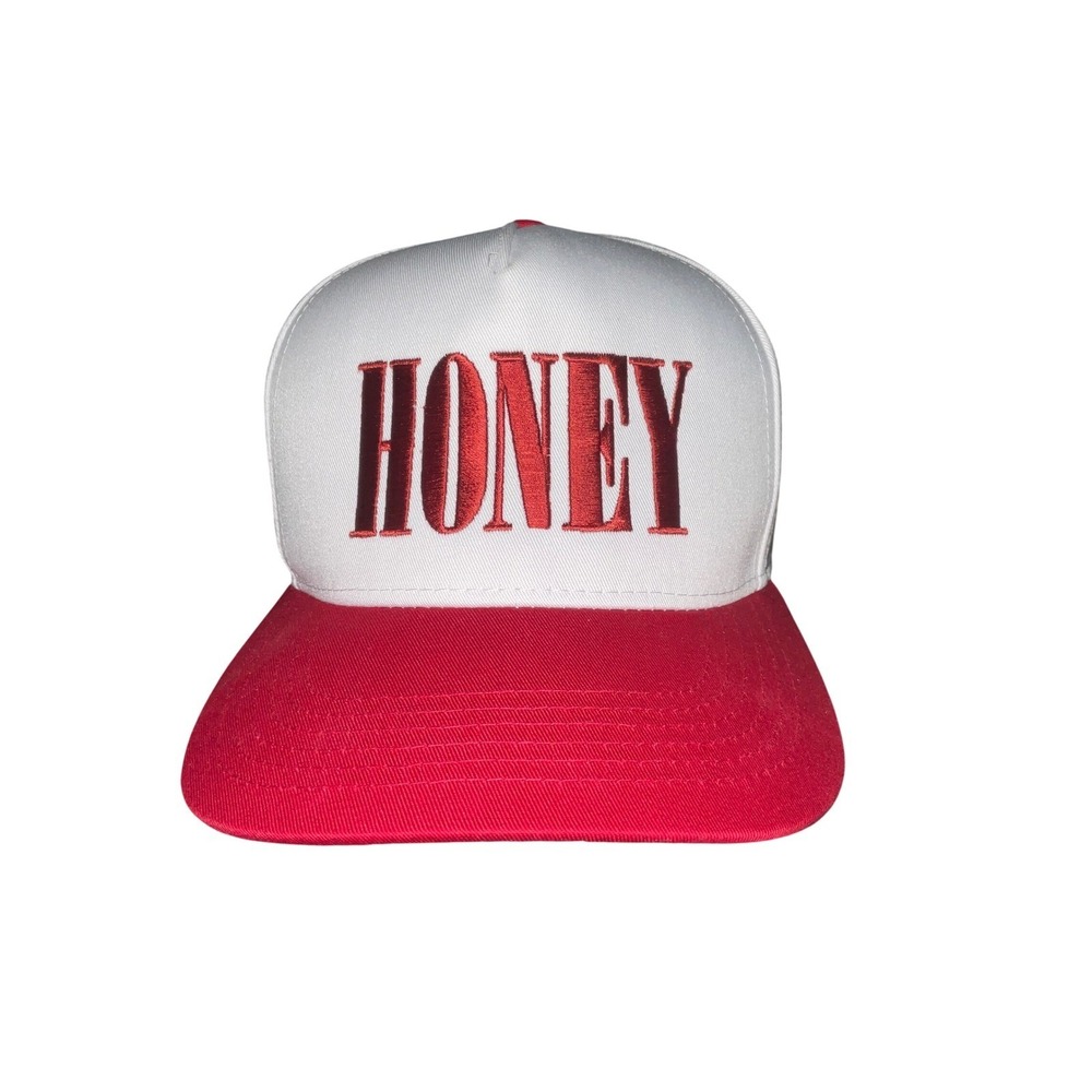 Honey Mens Snapback Hat OS White Red Cotton Poly Blend